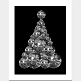 70s Silver Disco Ball Christmas Tree Posters and Art